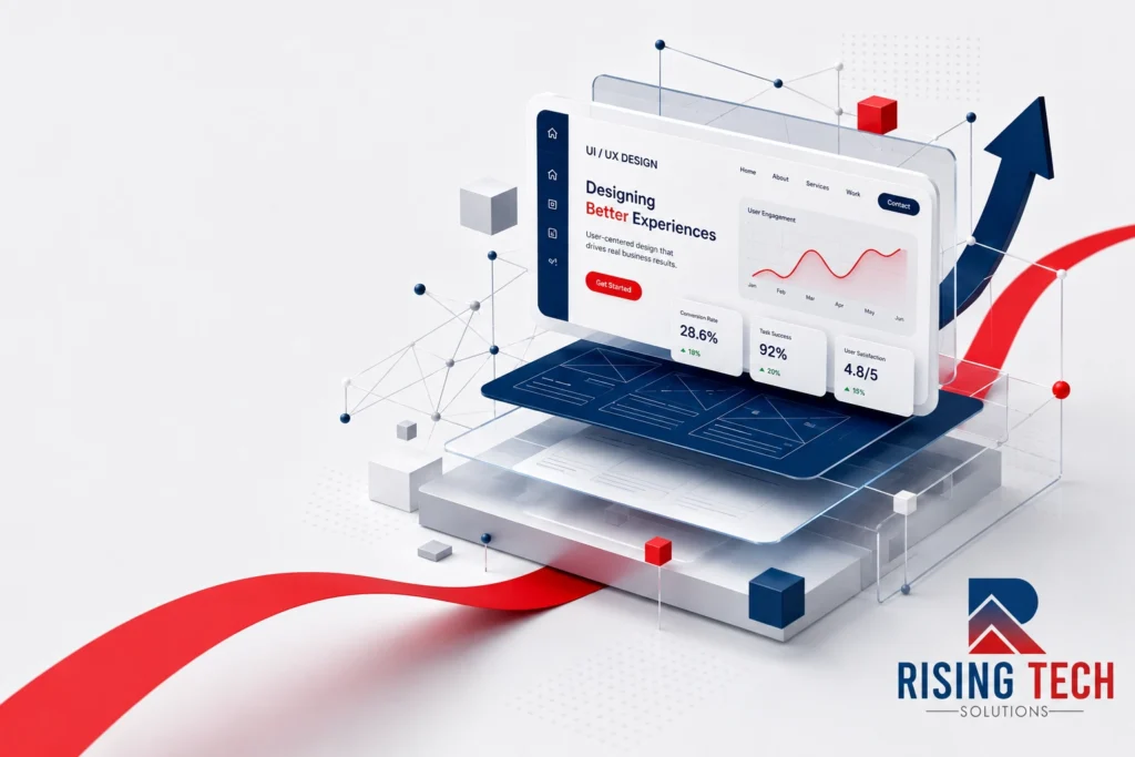UI/UX design interface illustrating how to hire a UI/UX design agency for better digital experiences and measurable business growth