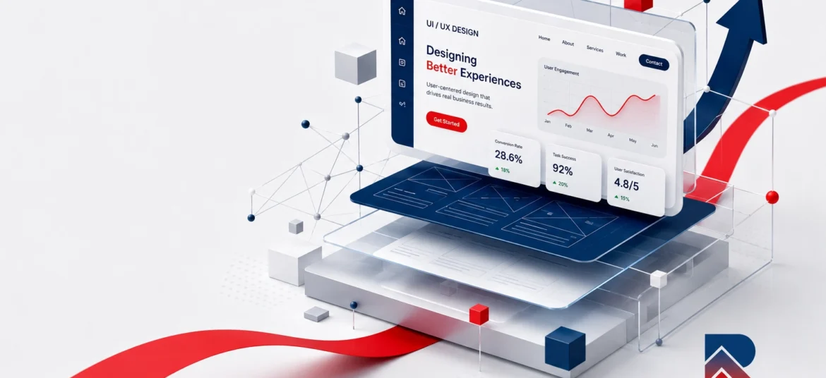 UI/UX design interface illustrating how to hire a UI/UX design agency for better digital experiences and measurable business growth